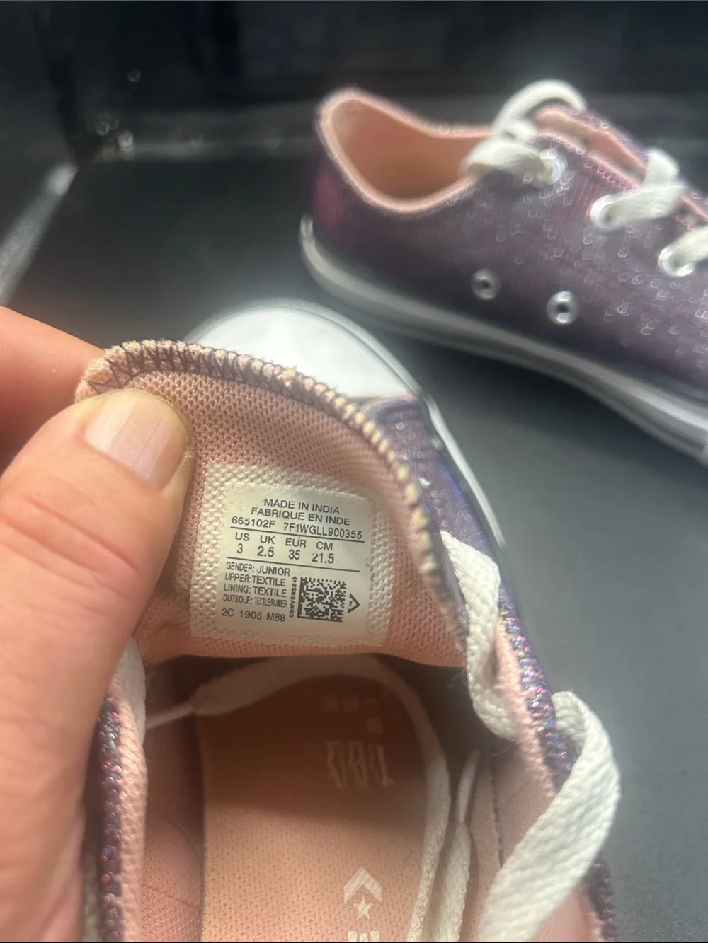 Converse Kids Glitter Low-Top Sneakers in Shimmering Purple